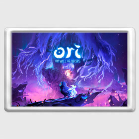 Магнит 45*70 с принтом Ori - And The Will Of The Wisp в Екатеринбурге, Пластик | Размер: 78*52 мм; Размер печати: 70*45 | microsoft studios | moon studios | ori | ori and the blind forest | unity | лес | луна | нибела | ночной лес | ночь | ори | платформер | сова