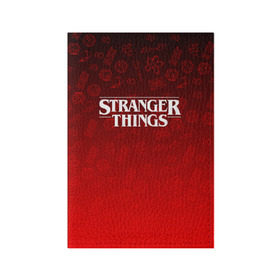 Обложка для паспорта матовая кожа с принтом STRANGER THINGS в Екатеринбурге, натуральная матовая кожа | размер 19,3 х 13,7 см; прозрачные пластиковые крепления | stranger things | очень странные дела