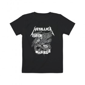 Детская футболка хлопок с принтом Metallica в Екатеринбурге, 100% хлопок | круглый вырез горловины, полуприлегающий силуэт, длина до линии бедер | Тематика изображения на принте: metalica | metallica | группа | джеймс хэтфилд | кирк хэмметт | ларс ульрих | метал | металика | металлика | миталика | музыка | роберт трухильо | рок | трэш | трэшметал | хард | хеви