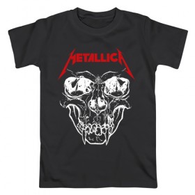 Мужская футболка хлопок с принтом Metallica в Екатеринбурге, 100% хлопок | прямой крой, круглый вырез горловины, длина до линии бедер, слегка спущенное плечо. | 