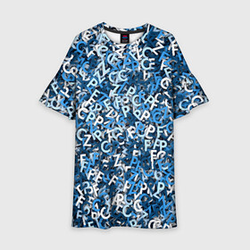Детское платье 3D с принтом FCZP в Екатеринбурге, 100% полиэстер | прямой силуэт, чуть расширенный к низу. Круглая горловина, на рукавах — воланы | fcz | белый | буквы | зенит | паттерн | питер | санкт петербург | сине бело голубые | синий | спб