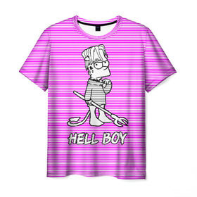 Мужская футболка 3D с принтом Lil Peep (Hell Boy) в Екатеринбурге, 100% полиэфир | прямой крой, круглый вырез горловины, длина до линии бедер | alone | boy | hell | hell boy | lil | lil peep | peep | rap | sad | лил пип | маленький пип | пип | реп | рэп