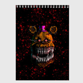 Скетчбук с принтом FNAF Nightmare в Екатеринбурге, 100% бумага
 | 48 листов, плотность листов — 100 г/м2, плотность картонной обложки — 250 г/м2. Листы скреплены сверху удобной пружинной спиралью | blood | five nights at freddy’s | fnaf | game | horror | игра | кровь | пять ночей у фредди | ужас | фнаф | фреди