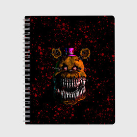 Тетрадь с принтом FNAF Nightmare в Екатеринбурге, 100% бумага | 48 листов, плотность листов — 60 г/м2, плотность картонной обложки — 250 г/м2. Листы скреплены сбоку удобной пружинной спиралью. Уголки страниц и обложки скругленные. Цвет линий — светло-серый
 | Тематика изображения на принте: blood | five nights at freddy’s | fnaf | game | horror | игра | кровь | пять ночей у фредди | ужас | фнаф | фреди