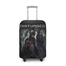 Чехол для чемодана 3D с принтом Disturbed в Екатеринбурге, 86% полиэфир, 14% спандекс | двустороннее нанесение принта, прорези для ручек и колес | disturbed | heavy metal | группы | метал | рок