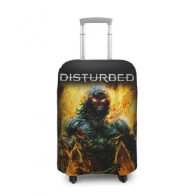 Чехол для чемодана 3D с принтом Disturbed в Екатеринбурге, 86% полиэфир, 14% спандекс | двустороннее нанесение принта, прорези для ручек и колес | disturbed | heavy metal | the guy | группы | метал | рок