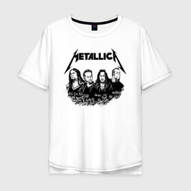 Мужская футболка хлопок Oversize с принтом Metallica в Екатеринбурге, 100% хлопок | свободный крой, круглый ворот, “спинка” длиннее передней части | metalica | metallica | группа | джеймс хэтфилд | кирк хэмметт | ларс ульрих | метал | металика | металлика | миталика | музыка | роберт трухильо | рок | трэш | трэшметал | хард | хеви
