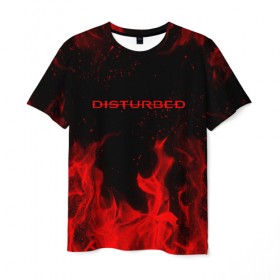 Мужская футболка 3D с принтом DISTURBED (НА СПИНЕ) в Екатеринбурге, 100% полиэфир | прямой крой, круглый вырез горловины, длина до линии бедер | Тематика изображения на принте: disturbed | дистурбед