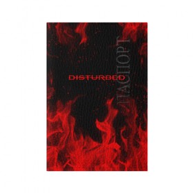 Обложка для паспорта матовая кожа с принтом DISTURBED (НА СПИНЕ) в Екатеринбурге, натуральная матовая кожа | размер 19,3 х 13,7 см; прозрачные пластиковые крепления | disturbed | дистурбед