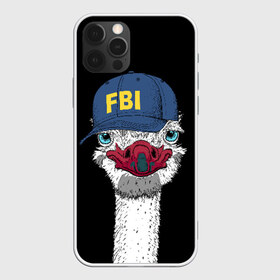 Чехол для iPhone 12 Pro Max с принтом FBI в Екатеринбурге, Силикон |  | Тематика изображения на принте: beak | bird | blue | cap | fbi | funny | head | inscription | long | neck | ostrich | red | весёлый | голова | длинная | кепка | клюв | красный | надпись | птица | синяя | смешной | страус | фбр | шея