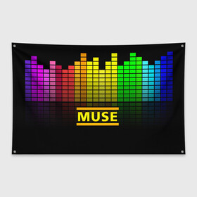 Флаг-баннер с принтом MUSE BAND в Екатеринбурге, 100% полиэстер | размер 67 х 109 см, плотность ткани — 95 г/м2; по краям флага есть четыре люверса для крепления | muse | rock | рок