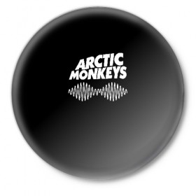 Значок с принтом ARCTIC MONKEYS в Екатеринбурге,  металл | круглая форма, металлическая застежка в виде булавки | arctic monkeys | арктик манкис | арктические мартышки