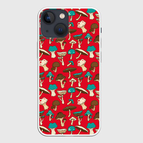 Чехол для iPhone 13 mini с принтом Грибы в Екатеринбурге,  |  | art | beautiful | drawing | mushrooms | poisonous | pop art | toadstools | грибы | искусство | красивые | мухоморы | поганки | поп   арт | рисунок | ядовитые