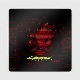 Магнит виниловый Квадрат с принтом CYBERPUNK 2077 - Самурай в Екатеринбурге, полимерный материал с магнитным слоем | размер 9*9 см, закругленные углы | Тематика изображения на принте: 2077 | cyber | cyberpunk | demon | glitch | keanu | logo | punk | reeves | samurai | symbol | team | trauma | глитч | демон | киану | кибер | киберпанк | клан | лого | логотип | огонь | панк | ривз | самурай | символ