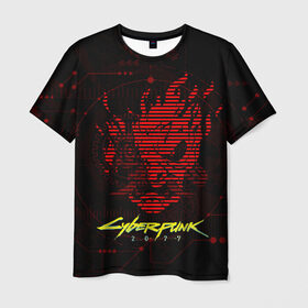 Мужская футболка 3D с принтом CYBERPUNK 2077 - Самурай в Екатеринбурге, 100% полиэфир | прямой крой, круглый вырез горловины, длина до линии бедер | 2077 | cyber | cyberpunk | demon | glitch | keanu | logo | punk | reeves | samurai | symbol | team | trauma | глитч | демон | киану | кибер | киберпанк | клан | лого | логотип | огонь | панк | ривз | самурай | символ