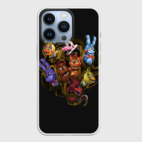 Чехол для iPhone 13 Pro с принтом Five Nights at Freddy в Екатеринбурге,  |  | Тематика изображения на принте: 4 | animation | bonnie | chica | fnaf | foxy | freddy | funny | horror | pizza | scary | sfm | бонни | майк | ночей | пять | ужас | фокси | фредди | чика | шмидт