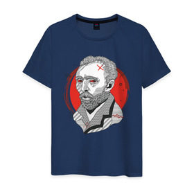 Мужская футболка хлопок с принтом Винсент Ван Гог в Екатеринбурге, 100% хлопок | прямой крой, круглый вырез горловины, длина до линии бедер, слегка спущенное плечо. | 