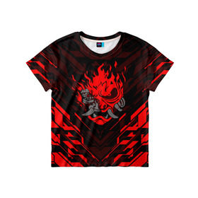 Детская футболка 3D с принтом CYBERPUNK 2077 (КИАНУ РИВЗ) в Екатеринбурге, 100% гипоаллергенный полиэфир | прямой крой, круглый вырез горловины, длина до линии бедер, чуть спущенное плечо, ткань немного тянется | cd project red | cyberpunk 2077 | keanu reeves | samurai | киану ривз | киберпанк 2077 | самураи