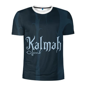 Мужская футболка 3D спортивная с принтом группа Kalmah в Екатеринбурге, 100% полиэстер с улучшенными характеристиками | приталенный силуэт, круглая горловина, широкие плечи, сужается к линии бедра | Тематика изображения на принте: death | kalmah | metal | группа | деревья | лес | логотип | метал | музыка | ночь | фантазия | эмблема