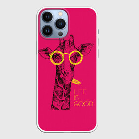 Чехол для iPhone 13 Pro Max с принтом Life is good в Екатеринбурге,  |  | african | animal | giraffe | inscription | life is good | look | pink | pop art | tongue | yellow | африканское | взгляд | желтый | животное | жизнь хороша | жираф | надпись | очки | поп   арт | розовый | язык