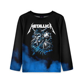 Детский лонгслив 3D с принтом Metallica в Екатеринбурге, 100% полиэстер | длинные рукава, круглый вырез горловины, полуприлегающий силуэт
 | metalica | metallica | группа | джеймс хэтфилд | кирк хэмметт | ларс ульрих | метал | металика | металлика | миталика | музыка | роберт трухильо | рок | трэш | трэшметал | хард | хеви