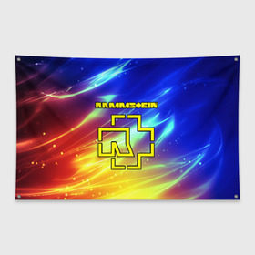 Флаг-баннер с принтом RAMMSTEIN в Екатеринбурге, 100% полиэстер | размер 67 х 109 см, плотность ткани — 95 г/м2; по краям флага есть четыре люверса для крепления | lindemann | rammstein | рамштайн | тилль линдеманн