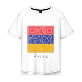 Мужская футболка хлопок Oversize с принтом QR-Armenia в Екатеринбурге, 100% хлопок | свободный крой, круглый ворот, “спинка” длиннее передней части | cxstyle | qr | армения | код | символ | страна | флаг