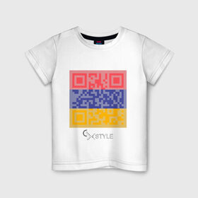 Детская футболка хлопок с принтом QR-Armenia в Екатеринбурге, 100% хлопок | круглый вырез горловины, полуприлегающий силуэт, длина до линии бедер | Тематика изображения на принте: cxstyle | qr | армения | код | символ | страна | флаг