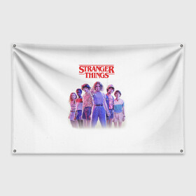 Флаг-баннер с принтом Stranger Things 3 в Екатеринбурге, 100% полиэстер | размер 67 х 109 см, плотность ткани — 95 г/м2; по краям флага есть четыре люверса для крепления | stranger things | очень странные дела