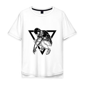 Мужская футболка хлопок Oversize с принтом Triangle Skull в Екатеринбурге, 100% хлопок | свободный крой, круглый ворот, “спинка” длиннее передней части | bone | bones | кости | треугольник | череп