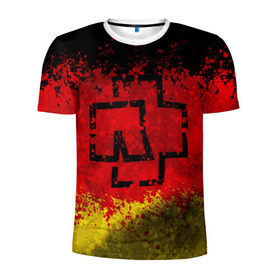 Мужская футболка 3D спортивная с принтом Rammstein (Флаг). в Екатеринбурге, 100% полиэстер с улучшенными характеристиками | приталенный силуэт, круглая горловина, широкие плечи, сужается к линии бедра | 3d | hard | logo | metal | music | rammstein | rock | брызги красок | знак | лого | метал | музыка | рамштайн | рок | символ | текстура | флаг rammstein