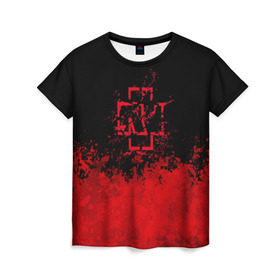 Женская футболка 3D с принтом Rammstein (Брызги Красок). в Екатеринбурге, 100% полиэфир ( синтетическое хлопкоподобное полотно) | прямой крой, круглый вырез горловины, длина до линии бедер | 3d | hard | logo | metal | music | rammstein | rock | брызги красок | знак | лого | метал | музыка | рамштайн | рок | символ | текстура