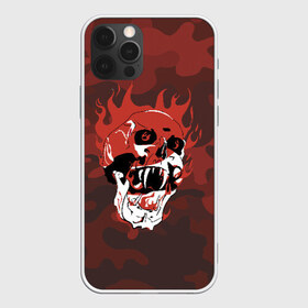 Чехол для iPhone 12 Pro Max с принтом Flame в Екатеринбурге, Силикон |  | fangs | fire | flame | grin | halloween | jaw | orbits | skull | teeth | клыки | оскал | пламя | хэллоуин