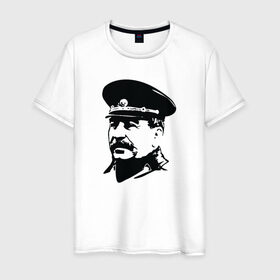 Мужская футболка хлопок с принтом Сталин в Екатеринбурге, 100% хлопок | прямой крой, круглый вырез горловины, длина до линии бедер, слегка спущенное плечо. | stalin | ussr | иосиф сталин | коммунизм | комунизм | ссср | сталин
