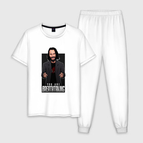 Мужская пижама хлопок с принтом You Are Breathtaking E3 2019 в Екатеринбурге, 100% хлопок | брюки и футболка прямого кроя, без карманов, на брюках мягкая резинка на поясе и по низу штанин
 | Тематика изображения на принте: 