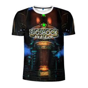 Мужская футболка 3D спортивная с принтом BIOSHOCK в Екатеринбурге, 100% полиэстер с улучшенными характеристиками | приталенный силуэт, круглая горловина, широкие плечи, сужается к линии бедра | Тематика изображения на принте: bioshock | bioshock infinite | биошок | букер | элизабет