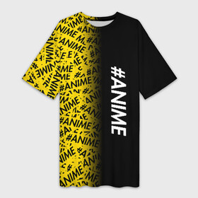 Платье-футболка 3D с принтом ANIME pattern text в Екатеринбурге,  |  | ahegao | anime | kawai | kowai | oppai | otaku | senpai | sugoi | waifu | yandere | аниме | ахегао | ковай | культура | отаку | сенпай | тренд | яндере