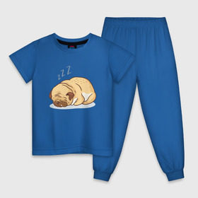 Детская пижама хлопок с принтом Спящий мопс в Екатеринбурге, 100% хлопок |  брюки и футболка прямого кроя, без карманов, на брюках мягкая резинка на поясе и по низу штанин
 | dog | pug | мопс | пес | псина | собака | собачка | сон | спит | спящий