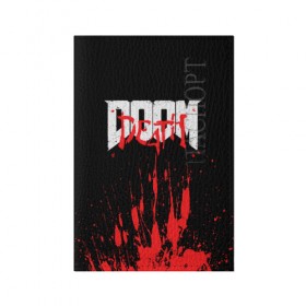 Обложка для паспорта матовая кожа с принтом DOOM Bloody в Екатеринбурге, натуральная матовая кожа | размер 19,3 х 13,7 см; прозрачные пластиковые крепления | 2019 | bethesda | demon | doom | eternal | ethernal | game | games | logo | monster | runes | демон | дум | дуум | етернал | игра | игры | какодемон | кровь | лого | логотип | монстр | монстры | руны | символ | этернал