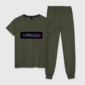 Женская пижама хлопок с принтом сериал Euphoria в Екатеринбурге, 100% хлопок | брюки и футболка прямого кроя, без карманов, на брюках мягкая резинка на поясе и по низу штанин | zendaya | зендея | ру беннетт | сериал euphoria | эйфория