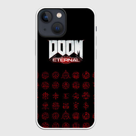 Чехол для iPhone 13 mini с принтом DOOM Eternal в Екатеринбурге,  |  | 2019 | bethesda | demon | doom | eternal | ethernal | game | games | logo | monster | runes | демон | дум | дуум | етернал | игра | игры | какодемон | кровь | лого | логотип | монстр | монстры | руны | символ | этернал