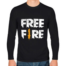Мужской лонгслив хлопок с принтом Free Fire logo в Екатеринбурге, 100% хлопок |  | battlegrounds | fire | free | garena | гарена | фаер | фри