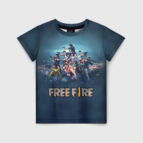 Детская футболка 3D с принтом Free Fire в Екатеринбурге, 100% гипоаллергенный полиэфир | прямой крой, круглый вырез горловины, длина до линии бедер, чуть спущенное плечо, ткань немного тянется | battlegrounds | fire | free | garena | гарена | фаер | фри