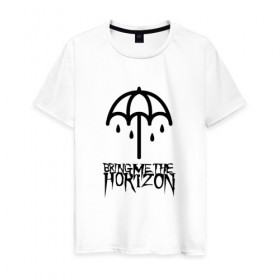 Мужская футболка хлопок с принтом BRING ME THE HORIZON в Екатеринбурге, 100% хлопок | прямой крой, круглый вырез горловины, длина до линии бедер, слегка спущенное плечо. | bmth | bring me the horizon