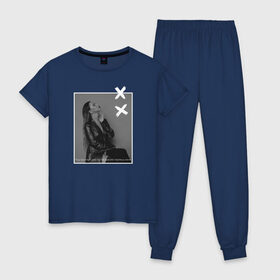 Женская пижама хлопок с принтом Грустный дэнс в Екатеринбурге, 100% хлопок | брюки и футболка прямого кроя, без карманов, на брюках мягкая резинка на поясе и по низу штанин | 7 | astiartik | грустныйдэнс | невероятно | неделимы | подгипнозом