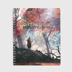 Тетрадь с принтом Sekiro (СПИНА) в Екатеринбурге, 100% бумага | 48 листов, плотность листов — 60 г/м2, плотность картонной обложки — 250 г/м2. Листы скреплены сбоку удобной пружинной спиралью. Уголки страниц и обложки скругленные. Цвет линий — светло-серый
 | Тематика изображения на принте: sekiro | shadows die twice | секиро | сэкиро