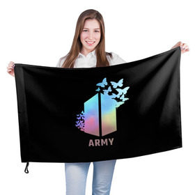 Флаг 3D с принтом BTS ARMY в Екатеринбурге, 100% полиэстер | плотность ткани — 95 г/м2, размер — 67 х 109 см. Принт наносится с одной стороны | army | bangtan boys | beyond the scene | bts | k pop | kpop | love yourself | бтс | к поп