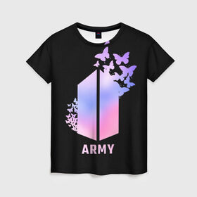 Женская футболка 3D с принтом BTS ARMY в Екатеринбурге, 100% полиэфир ( синтетическое хлопкоподобное полотно) | прямой крой, круглый вырез горловины, длина до линии бедер | army | bangtan boys | beyond the scene | bts | k pop | kpop | love yourself | бтс | к поп