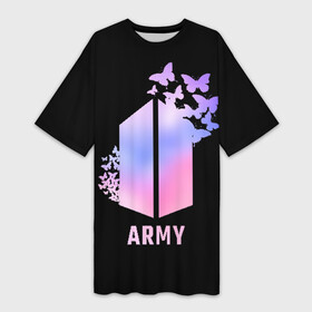 Платье-футболка 3D с принтом BTS ARMY в Екатеринбурге,  |  | army | bangtan boys | beyond the scene | bts | k pop | kpop | love yourself | бтс | к поп