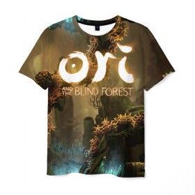 Мужская футболка 3D с принтом Ori and the Blind Forest в Екатеринбурге, 100% полиэфир | прямой крой, круглый вырез горловины, длина до линии бедер | blind forest | ori | sein | белка | гумо | кошка | куро | лиса | нару | непроглядный лес | ори | платформер | птенец | сейн | сова